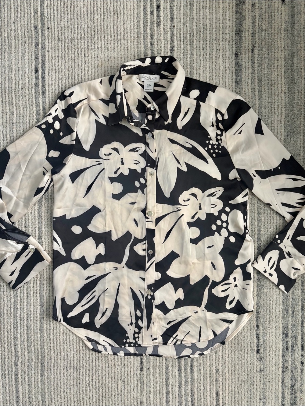 Rachel Zoe Black and White Floral Blouse Size M